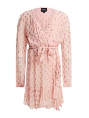 Bardot Jr. girls Antonella wrap dress in pink and gold dot size 12
